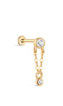 Kosiner Jewelry Pendientes de oro macizo de 14 quilates con doble bisel y cadena plana