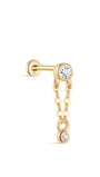 kosiner jewelry 14K Solid Gold Double Bezel Chain Flatback Stud