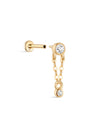 kosiner jewelry 14K Solid Gold Double Bezel Chain Flatback Stud
