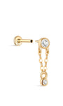 Kosiner Jewelry Pendientes de oro macizo de 14 quilates con doble bisel y cadena plana
