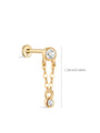 kosiner jewelry 14K Solid Gold Double Bezel Chain Flatback Stud