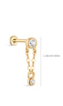 Kosiner Jewelry Pendientes de oro macizo de 14 quilates con doble bisel y cadena plana