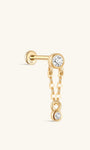 Kosiner Jewelry Pendientes de oro macizo de 14 quilates con doble bisel y cadena plana