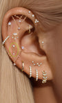 Kosiner Jewelry Pendientes de oro macizo de 14 quilates con doble bisel y cadena plana