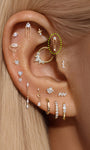 Kosiner Jewelry Pendientes de oro macizo de 14 quilates con doble bisel y cadena plana
