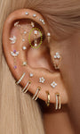 Kosiner Jewelry Pendientes de oro macizo de 14 quilates con doble bisel y cadena plana