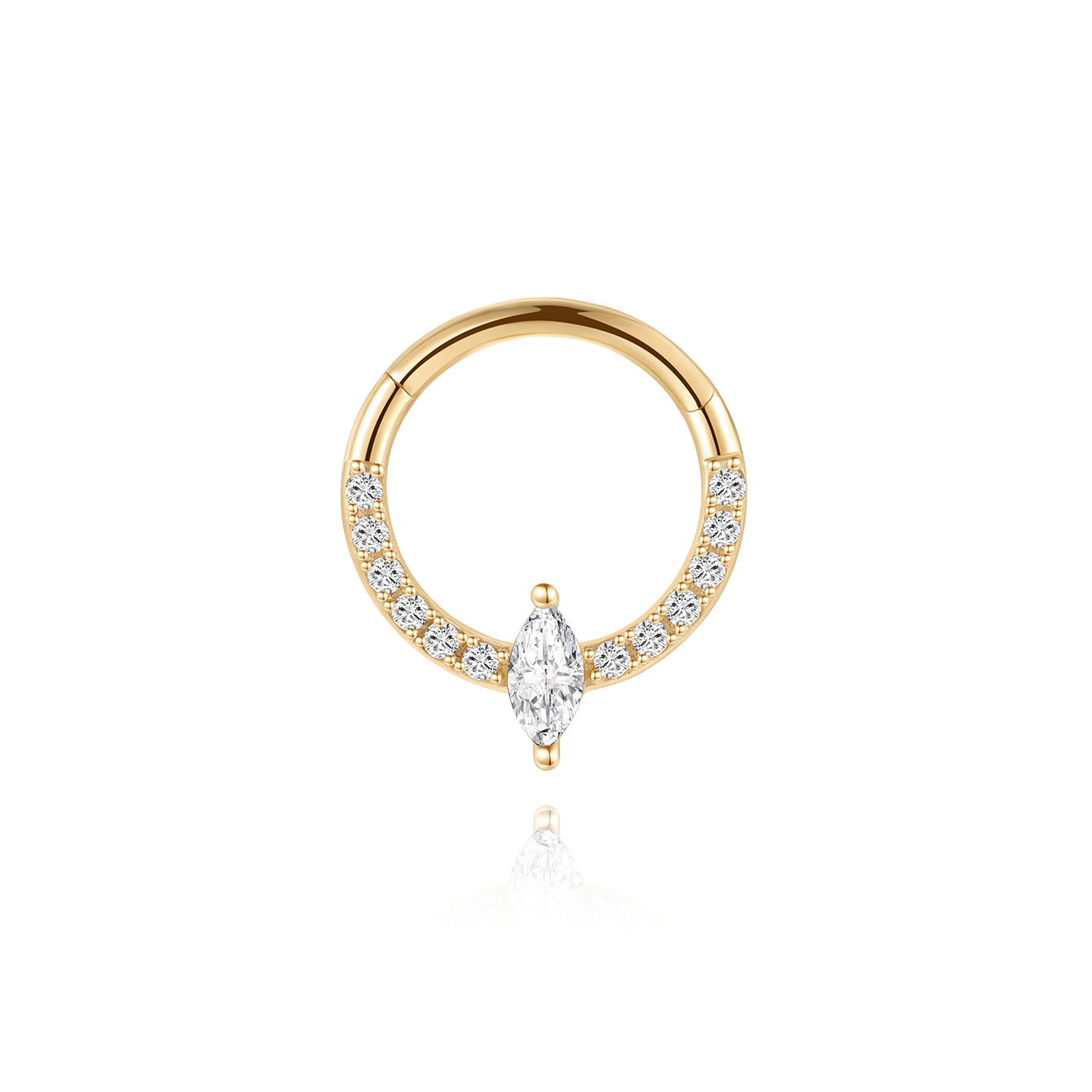kosiner jewelry 14K Solid Gold Classic Marquise Cartilage Hoop Earring