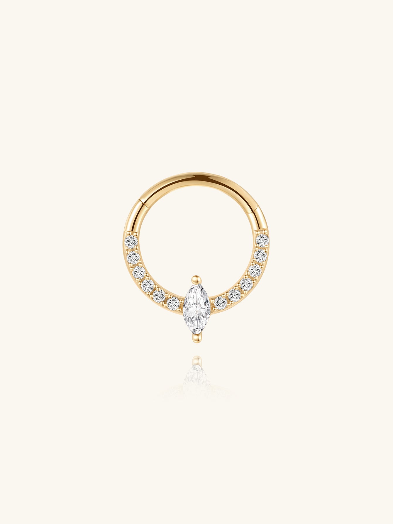 kosiner jewelry 14K Solid Gold Classic Marquise Cartilage Hoop Earring