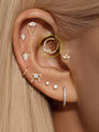 kosiner jewelry 14K Solid Gold Flower Cartilage Hoop Earring
