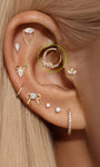 kosiner jewelry 14K Solid Gold Flower Cartilage Hoop Earring
