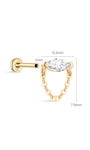 kosiner jewelry 14k Solid Gold Marquise Tassel Ear Piercing Stud