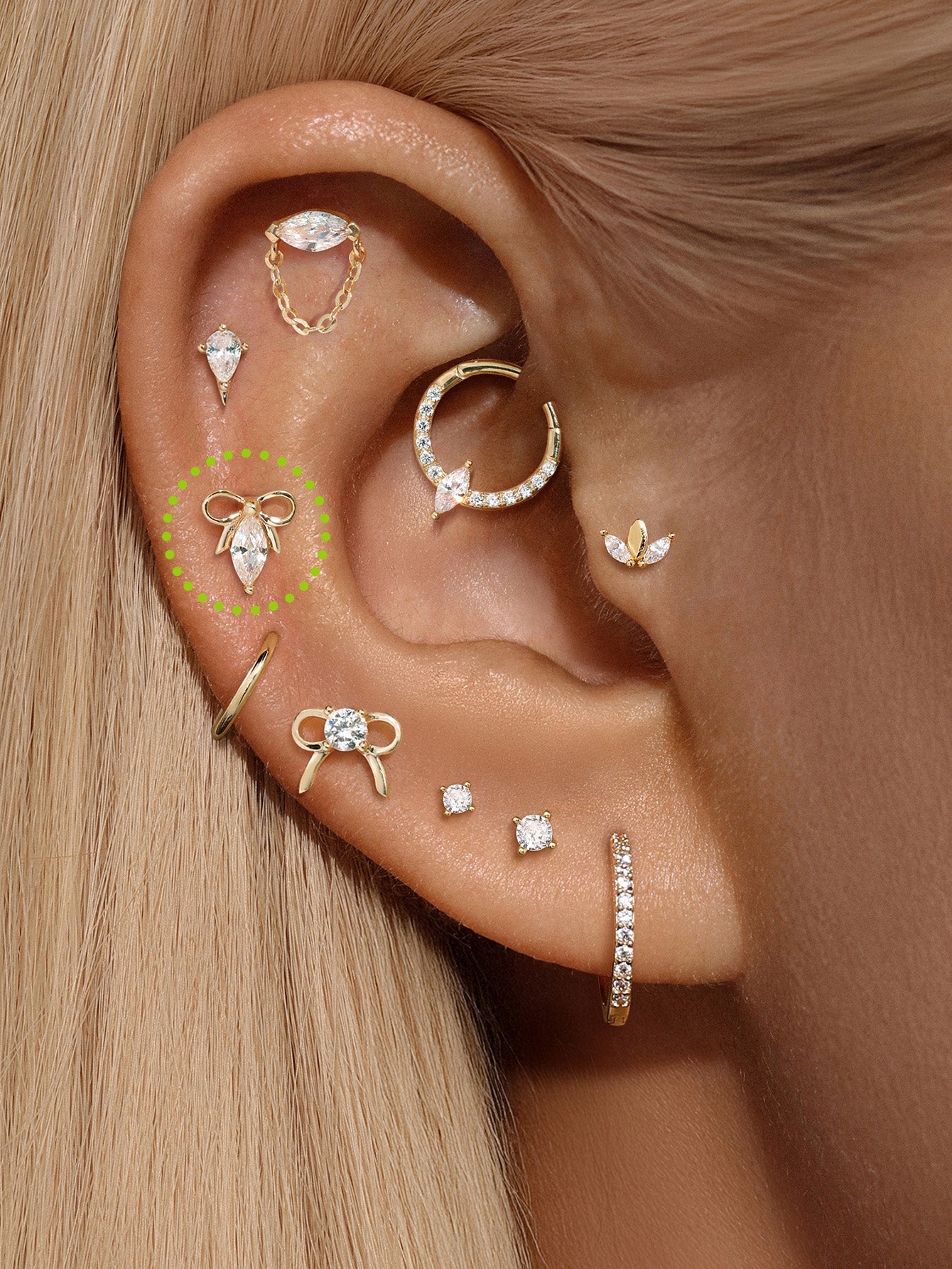 kosiner jewelry 14k Solid Gold Bowknot Flat Head Ear Piercing Stud