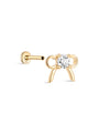 kosiner jewelry 14k Solid Gold Bow Four - Claw Flat Head Ear Piercing Stud