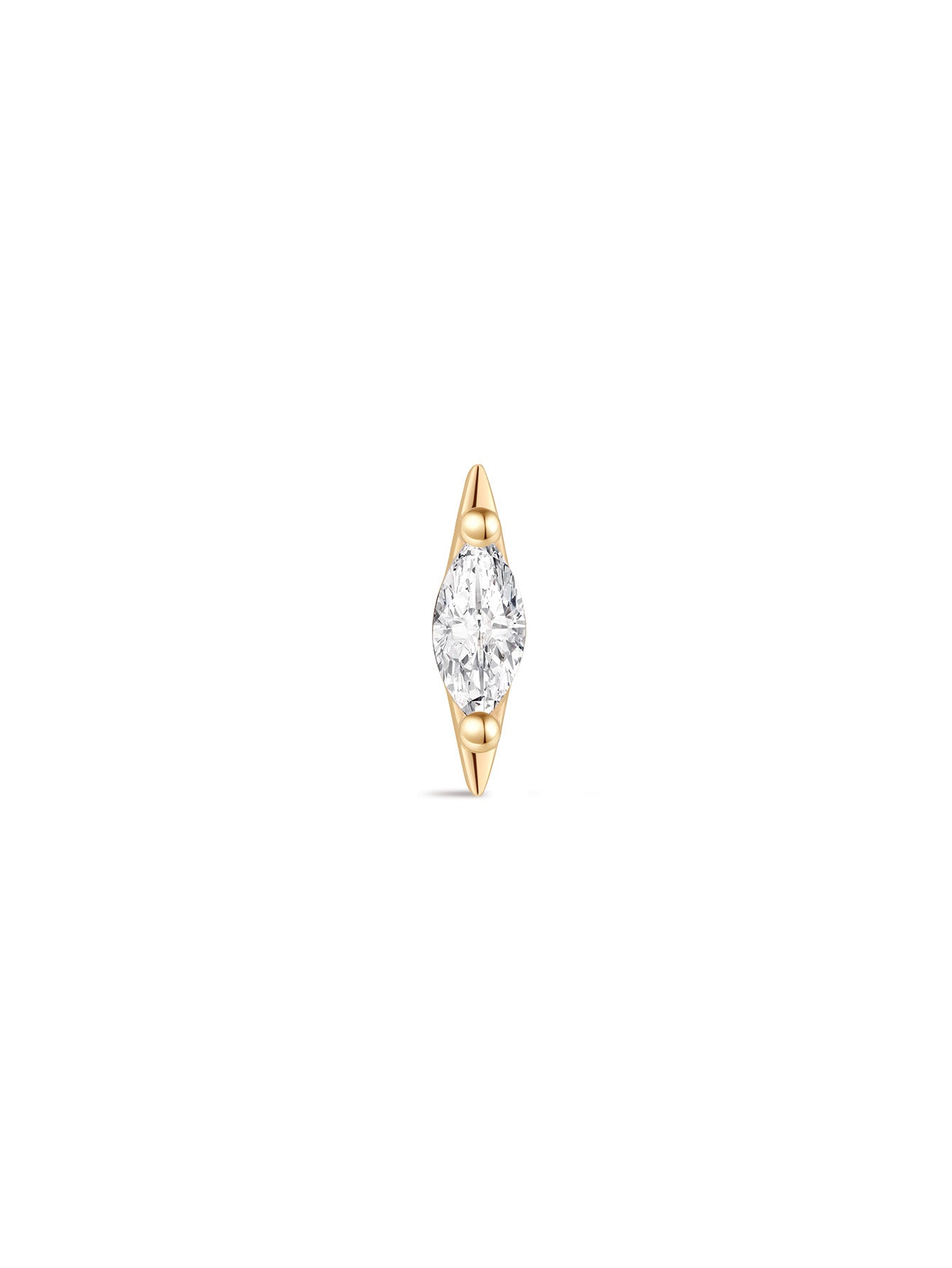 kosiner jewelry 14k Solid Gold Teardrop Flat Head Ear Piercing Stud
