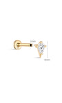 kosiner jewelry 14k Solid Gold Marquise Flat Head Ear Piercing Stud