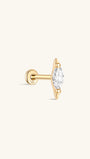 kosiner jewelry 14k Solid Gold Teardrop Flat Head Ear Piercing Stud
