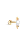 kosiner bijoux clou de perçage d'oreille à tête plate en or massif 14 carats en forme de larme