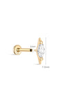 kosiner bijoux clou de perçage d'oreille à tête plate en or massif 14 carats en forme de larme