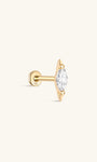 kosiner bijoux clou de perçage d'oreille à tête plate en or massif 14 carats en forme de larme