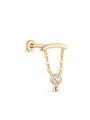 kosiner jewelry 14K Solid Gold Bezel Chain Flatback Stud