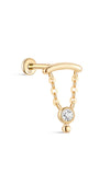 kosiner jewelry 14K Solid Gold Bezel Chain Flatback Stud