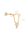 kosiner jewelry 14K Solid Gold Bezel Chain Flatback Stud