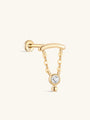 kosiner jewelry 14K Solid Gold Bezel Chain Flatback Stud