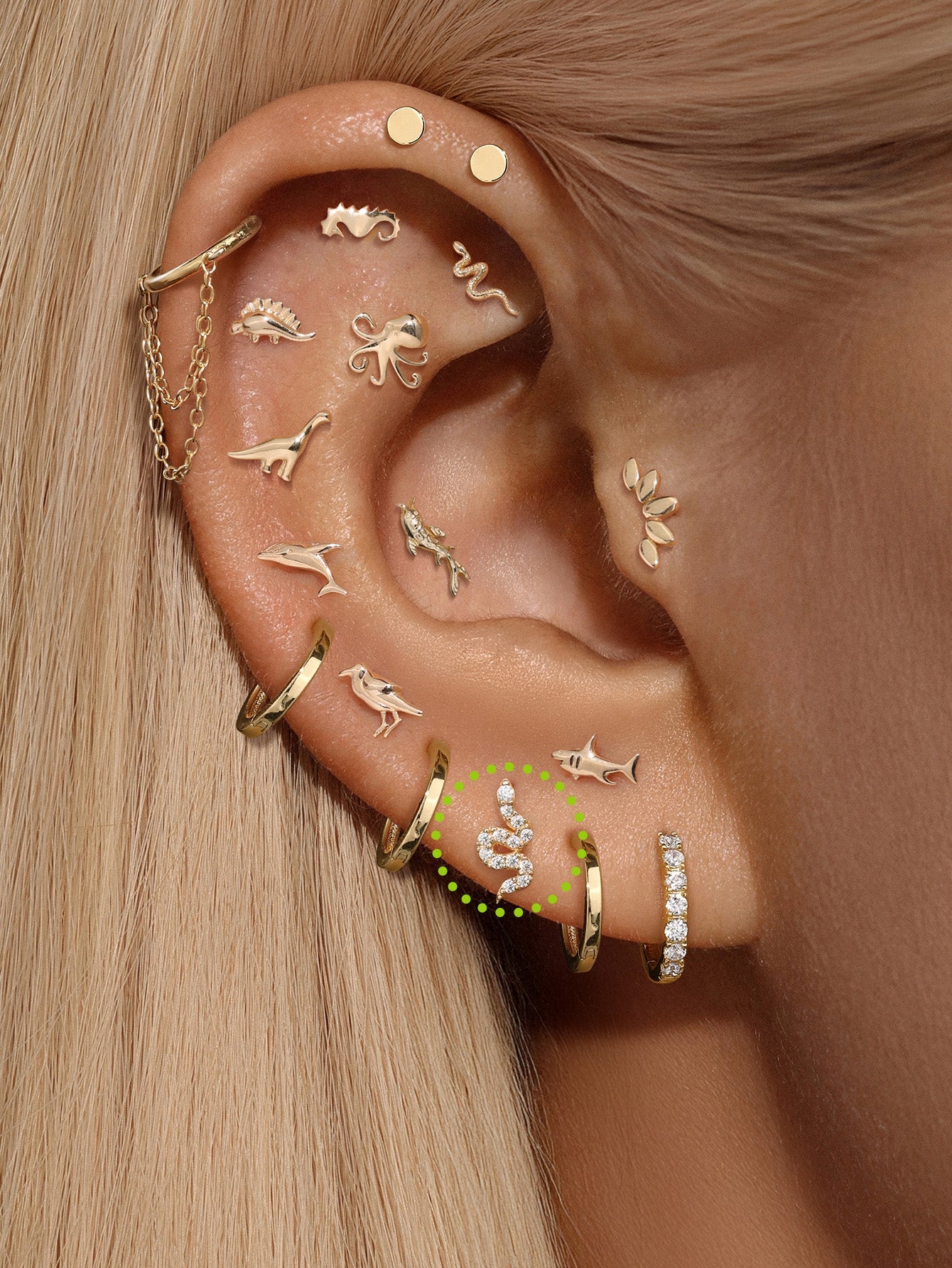 14K Solid Gold Snake Flatback - Kosinerjewelry-2