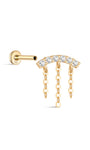 kosiner jewelry 14K Solid Gold Pavé Tassel Piercing Stud