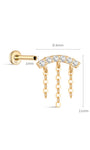 kosiner jewelry 14K Solid Gold Pavé Tassel Piercing Stud