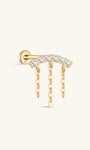 kosiner jewelry 14K Solid Gold Pavé Tassel Piercing Stud