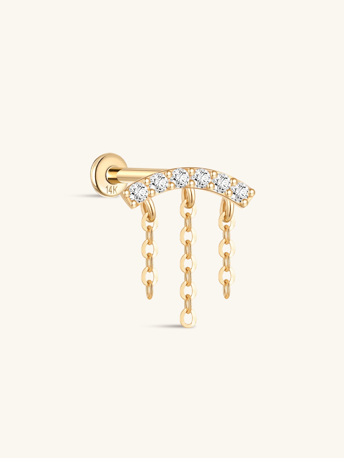 kosiner jewelry 14K Solid Gold Pavé Tassel Piercing Stud