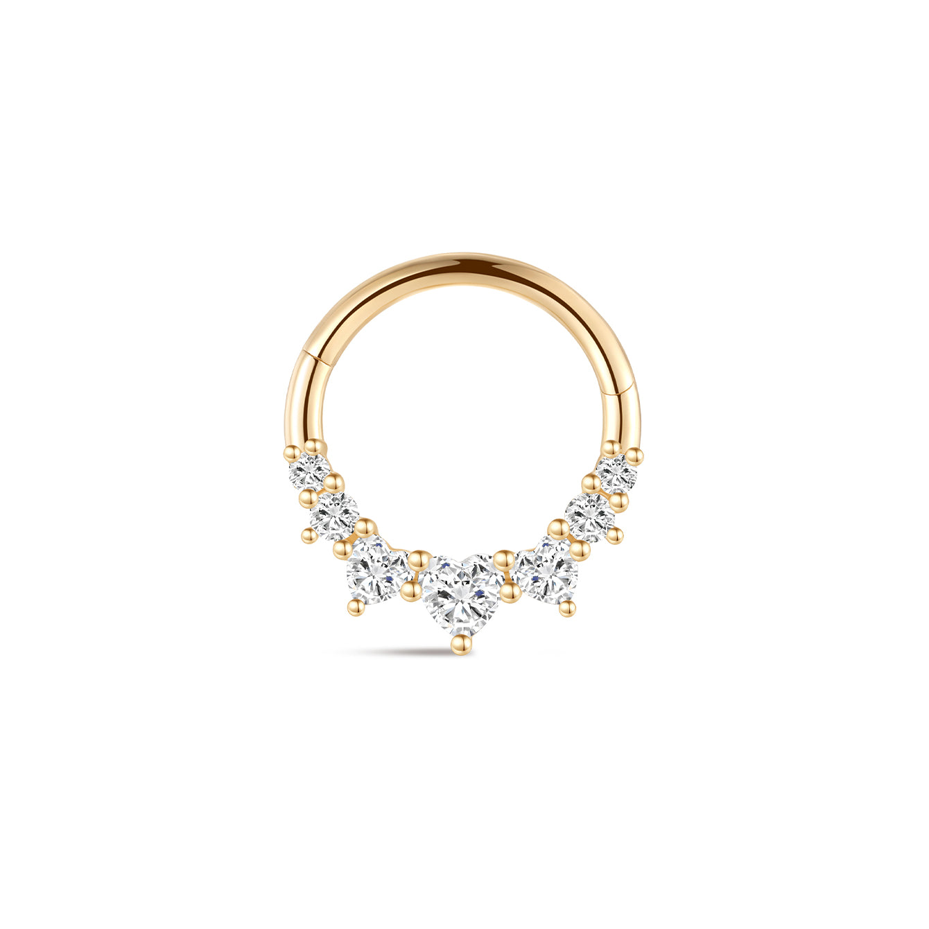 Boucle d'oreille créole classique en or massif 14 carats avec cartilage d'amour