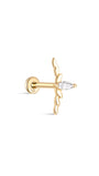 Perno per piercing all'orecchio lucido marquise in oro massiccio 14k