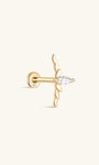 KOSINER 14K solid gold minimalist marquise cluster flat back stud earring featuring ultra shine AAAAA cubic zirconia for a stylish touch.