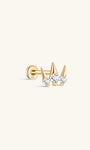 KOSINER 14K solid gold delicate rivet trio flat back stud earrings featuring ultra shine AAAAA cubic zirconia for a sophisticated look.