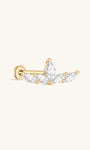 KOSINER 14K Solid Gold Classic Marquise Crown Flat Back Stud earring featuring Ultra Shine AAAAA Cubic Zirconia, 18G gauge, and hypoallergenic design.
