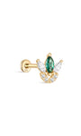 Joias kosiner 14K ouro maciço marquise verde flatback stud