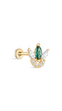 kosiner jewelry 14K Solid Gold Marquise Green Flatback Stud