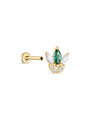 kosiner jewelry 14K Solid Gold Marquise Green Flatback Stud