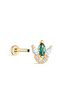Joias kosiner 14K ouro maciço marquise verde flatback stud