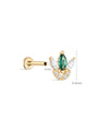 kosiner jewelry 14K Solid Gold Marquise Green Flatback Stud