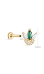 Joias kosiner 14K ouro maciço marquise verde flatback stud