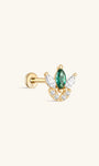 Joias kosiner 14K ouro maciço marquise verde flatback stud