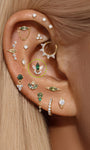 Joias kosiner 14K ouro maciço marquise verde flatback stud