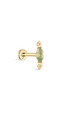 kosiner jewelry 14K Solid Gold Shiny Moss Agate Flatback Stud