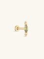 kosiner jewelry 14K Solid Gold Shiny Moss Agate Flatback Stud