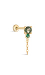 kosiner jewelry 14K Solid Gold Shiny Moss Agate Tassel Flatback Stud
