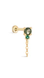 kosiner jewelry 14K Solid Gold Shiny Moss Agate Tassel Flatback Stud