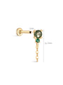 kosiner jewelry 14K Solid Gold Shiny Moss Agate Tassel Flatback Stud